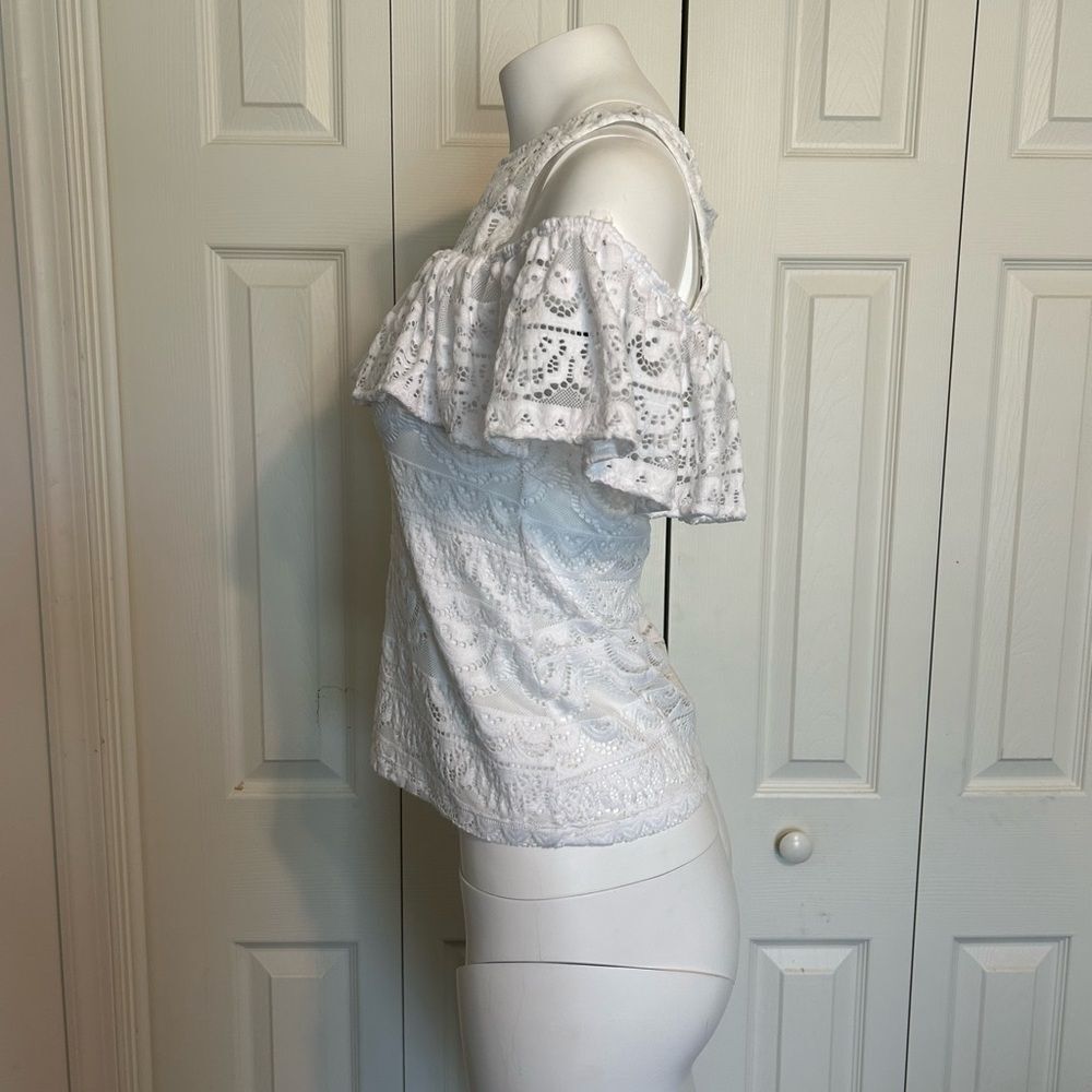 Lilly Pulitzer Resort White Scallop Stripe Lace Top Size XXS - Picture 5 of 10